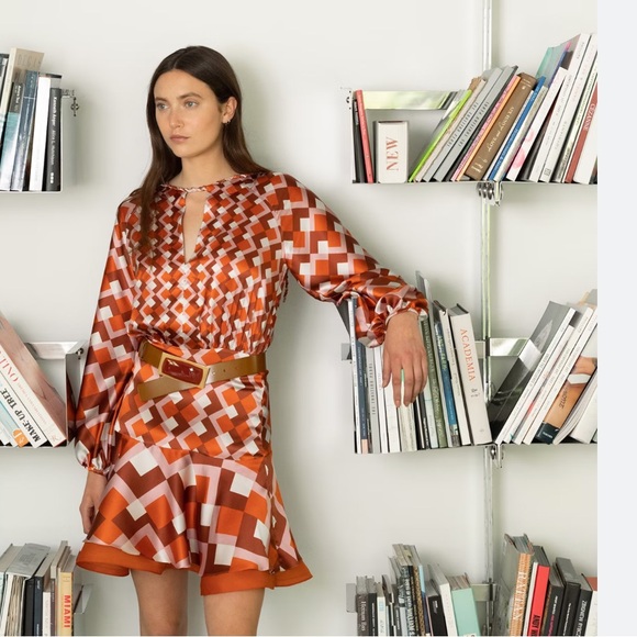 Silvia Tcherassi Dresses & Skirts - Like New! Silvia Tcherassi Silk Poggo Blouson-Sleeve Braid Belted Silk Dress